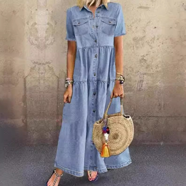 Vintage Style Long Multi-Buckl - Denim Skirt Midi Vintage incelemesi ve fiyatı