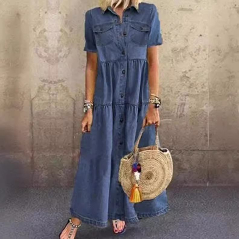 Vintage Style Long Multi-Buckl - Denim Skirt Midi Vintage incelemesi ve fiyatı