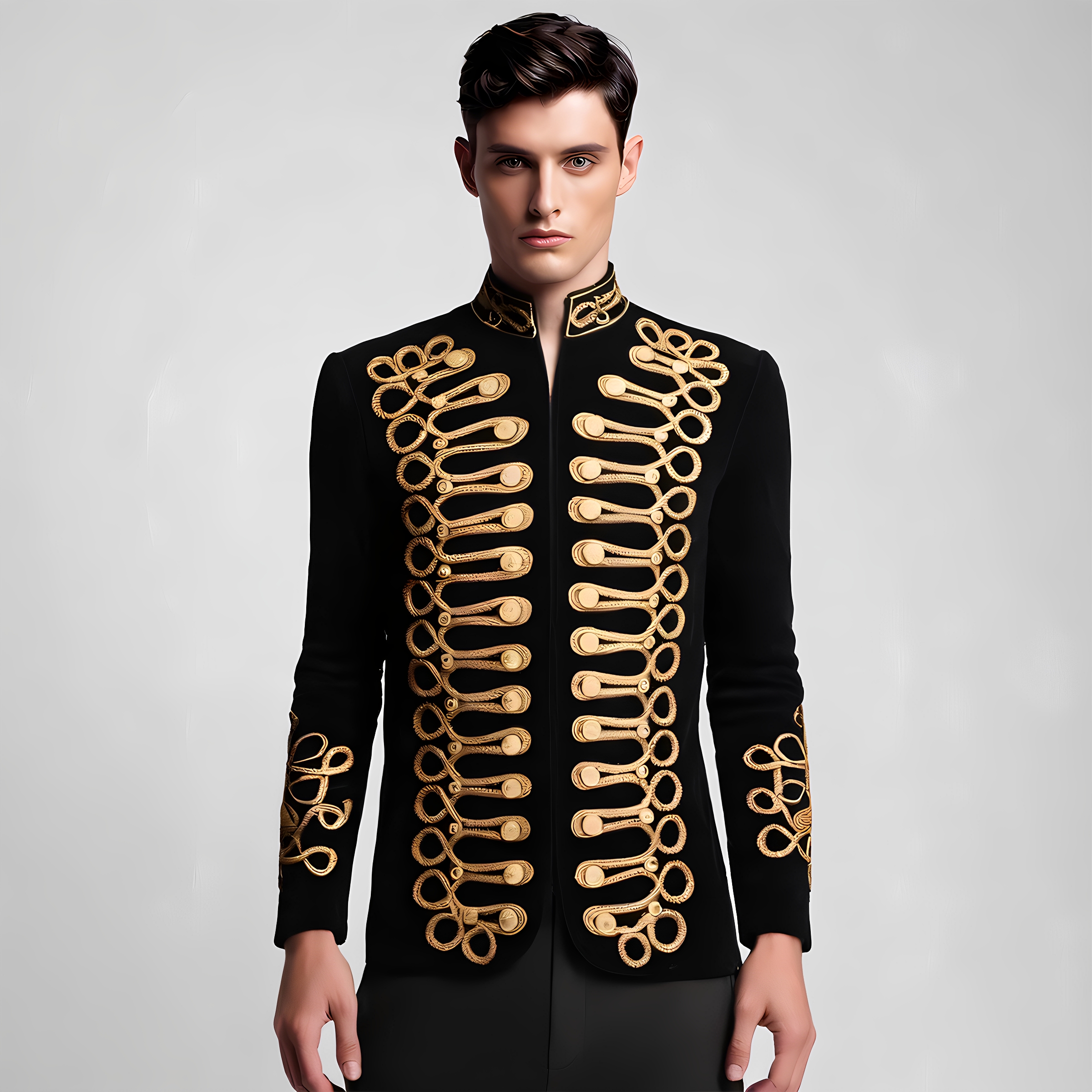 Men's Standing Collar Gold Bla - Velvet Blazer Vintage incelemesi ve fiyatı