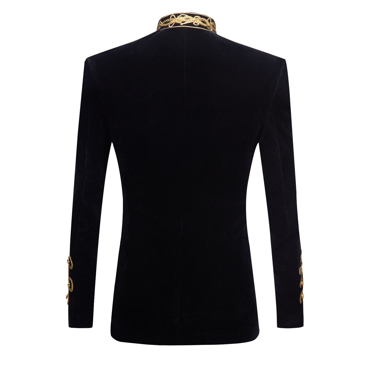 Men's Standing Collar Gold Bla - Velvet Blazer Vintage incelemesi ve fiyatı